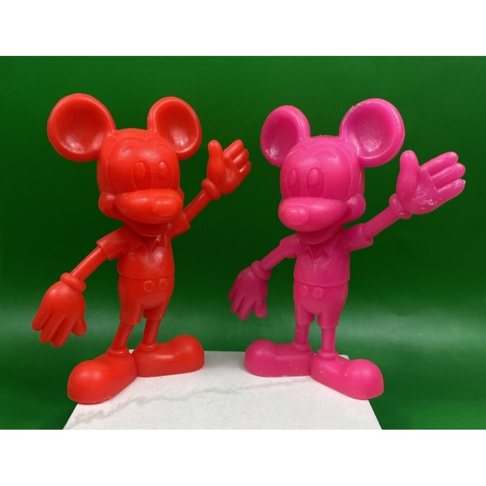 Vintage 1971 Louis Marx Walt Disney Mickey Mouse Red & Pink Lot of 2